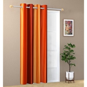 abstract long crush stripped eyelet polyester curtains - 1 piece orange long door_8 feet