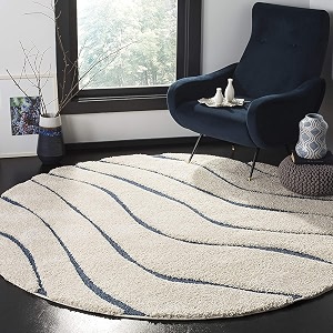 Abstract Wavy Design Round Shaggy Carpet for