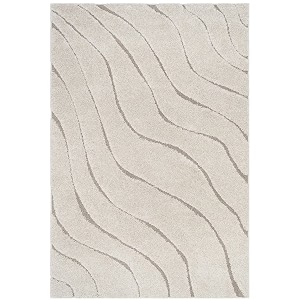 Abstract Wavy Design Round Shaggy Carpet for