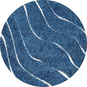 Abstract Wavy Design Round Shaggy Carpet for