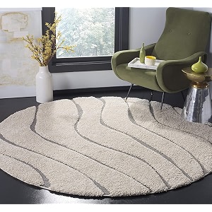Abstract Wavy Design Round Shaggy Carpet for