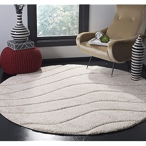 Abstract Wavy Design Round Shaggy Carpet for