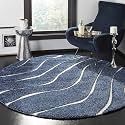 Abstract Wavy Design Round Shaggy Carpet for