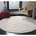 Abstract Wavy Design Round Shaggy Carpet for