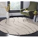 Abstract Wavy Design Round Shaggy Carpet for