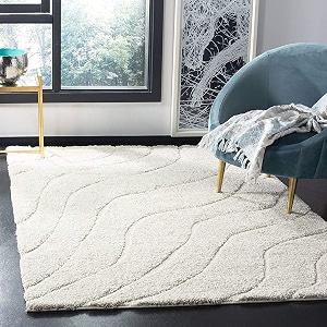 Abstract Wavy Design Shaggy Rectangular Carpet For
