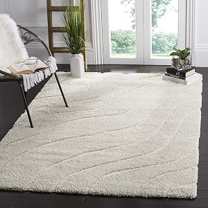 Abstract Wavy Design Shaggy Rectangular Carpet For