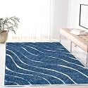 Abstract Wavy Design Shaggy Rectangular Carpet For
