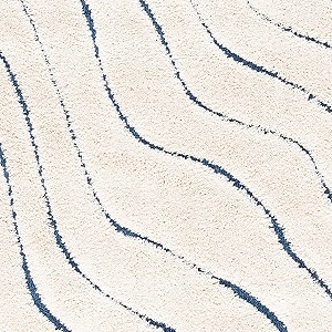 Abstract Wavy Design Square Shaggy Carpet for