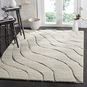 Abstract Wavy Design Square Shaggy Carpet for
