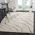Abstract Wavy Design Square Shaggy Carpet for
