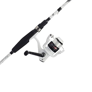 abu garcia 6 ike dude youth fishing rod and reel spinning combo 2-piece rod size 30 reel rightleft handle positionwhite