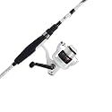Abu Garcia 6’ Ike Dude Youth Fishing Rod and Reel Spinning Combo, 2-Piece Rod, Size 30 Reel, Right/Left Handle Position,White