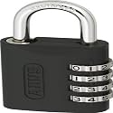 ABUS 158/45 KC Resettable Combination Padlock, Key Blank - AP050, 4 Dial, Black