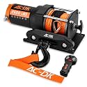 2500 lb ATV/UTV Winch Synthetic Rope Kits, 12V Winch with Wireless Remote for Off Road Trailer Boat RV Towing Winches, Winch with Mounting Plate and Wired Remote