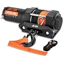 3500 lb ATV/UTV Winch Synthetic Rope Kits, 12V Winch with Wireless Remote for Off Road Trailer Boat RV Towing Winches, Winch with Mounting Plate and Wired Remote