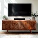 Acacia Harmony Wood TV Stand for up to 75 TVs Entertainment Center, Walnut