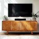 Acacia Harmony Wood TV Stand for up to 75" TV Entertainment Center, Caramel