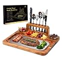 Acacia Steak Board Plates Set Scratch-Proof Wooden Serving Platter Trays
