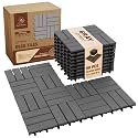 Acacia Interlocking Deck Tiles, 12in, 9PCS Outdoor Flooring