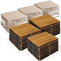 Acacia Wood Interlocking Deck Tiles, Waterproof Patio Tiles, 27 PCS- Golden