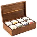 Acacia Wood Tea Bag Organizer with Compartments