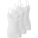 Accbiety 3 Pack Womens Camisole with Built in Bra Adjustable Strap Tank Tops Basic Cotton Undershirt Cami