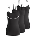 Accbiety 3 Pack Womens Camisole with Built in Bra Adjustable Strap Tank Tops Basic Cotton Undershirt Cami