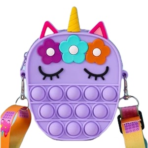 accedo unicorn pop it sling bag for kids crossbody shoulder purse mini travel bag push pop it sensory anxiety stress relief fidget toy birthday rakhi gift for girls