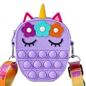 ACCEDO™ Unicorn Pop it Sling Bag for Kids, Crossbody Shoulder Purse, Mini Travel Bag, Push Pop it Sensory Anxiety Stress Relief Fidget Toy, Birthday Rakhi Gift for Girls