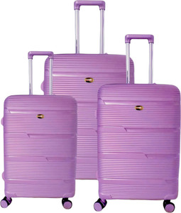 accelerator hard body set of 3 luggage 8 wheels - glossy - purple