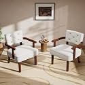 Accent Chairs Set of 2, Mid-Century Modern Arm Chairs with Wood Arms