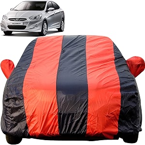 accent dustproof car cover with mirror pockets red blue stripes taffeta polystertriple stitched compatible with hyundai accent car cover 1999 to 2010 accent car accessories