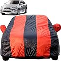 Accent Dustproof Car Cover with Mirror Pockets, Red Blue Stripes, Taffeta Polyster,Triple Stitched, Compatible with Hyundai Accent Car Cover (1999 to 2010), Accent Car Accessories