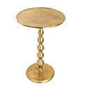 Accent Side Table 15x22 Inch Aluminum Pedestal Drink Stand - Gold