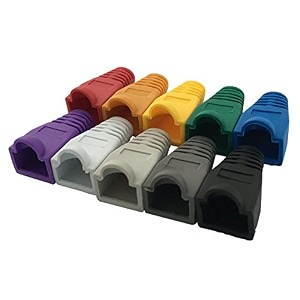 100 pcs mixed color cat5e cat6 rj45 ethernet network cable strain relief boots cable connector plug cover-multicolor