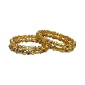 ACCESSHER Gold-Plated Traditional Bangles Set with Red