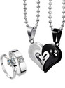 accessoo Couple Jewellery set. Silver Stainless Steel Pendant Set