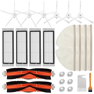 accessories kit for roborock s5 s6 e20 e25 e35 s50 xiaomi mi mijia robotic vacuum cleaner 22 pack replacement parts 2 main brush 6 side brush 4 hepa filter 4 mop cloth amp 6 water tank filter