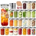 Accguan 12 oz Glass Mason Jars with Lids,24 Pcs Pickle Jars with Stickers