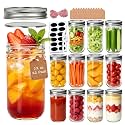 Accguan 12oz Glass Mason Jars with Lids,12Pcs Pickle Jar Set with Stickers