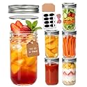 Accguan 12oz Mason Jars With Regular Lids,6Pcs Glass Jars Set with Stickers