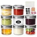 Accguan 4oz Small Glass Jars With Lids(Silver),Mini Mason Jars Set of 8