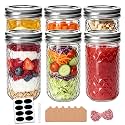 Accguan Glass Mason Jars 12 oz,6 Pack Pickling Jars with Regular Lid