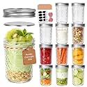Accguan Glass Mason Jars 16 oz,12 Pack Pickling Jars with Regular Lid