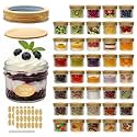 Accguan Mini Mason Glass Jars,4oz Jelly Jars With Woodgrain Lids, 40 PACK