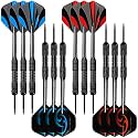 Accmor 12 Pack Steel Tip Darts, 24Grams Professional Metal Darts with Black Stripes PVC Shafts and Flights