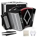Accordion 31Key 12Bass Diatonic G/C/F w Case Strap Gloves Cloth (Black)