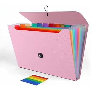 accordion file organizer accordion folder for sorting documents and papers 13 pockets expanding file storage organizer for hospital bag essentials home travel and office use pink