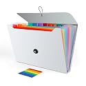 Accordion File Organizer, Expanding File Folder for Sorting Documents and Papers, 13 Pockets Receipt Organizer for Home, Travel and Office Use (White)